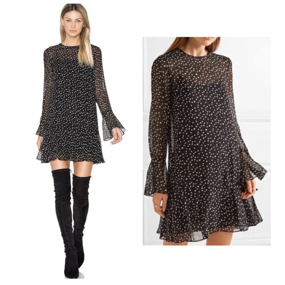 THEORY Marah flared mini dress sz 4 Starry print - Picture 1 of 7